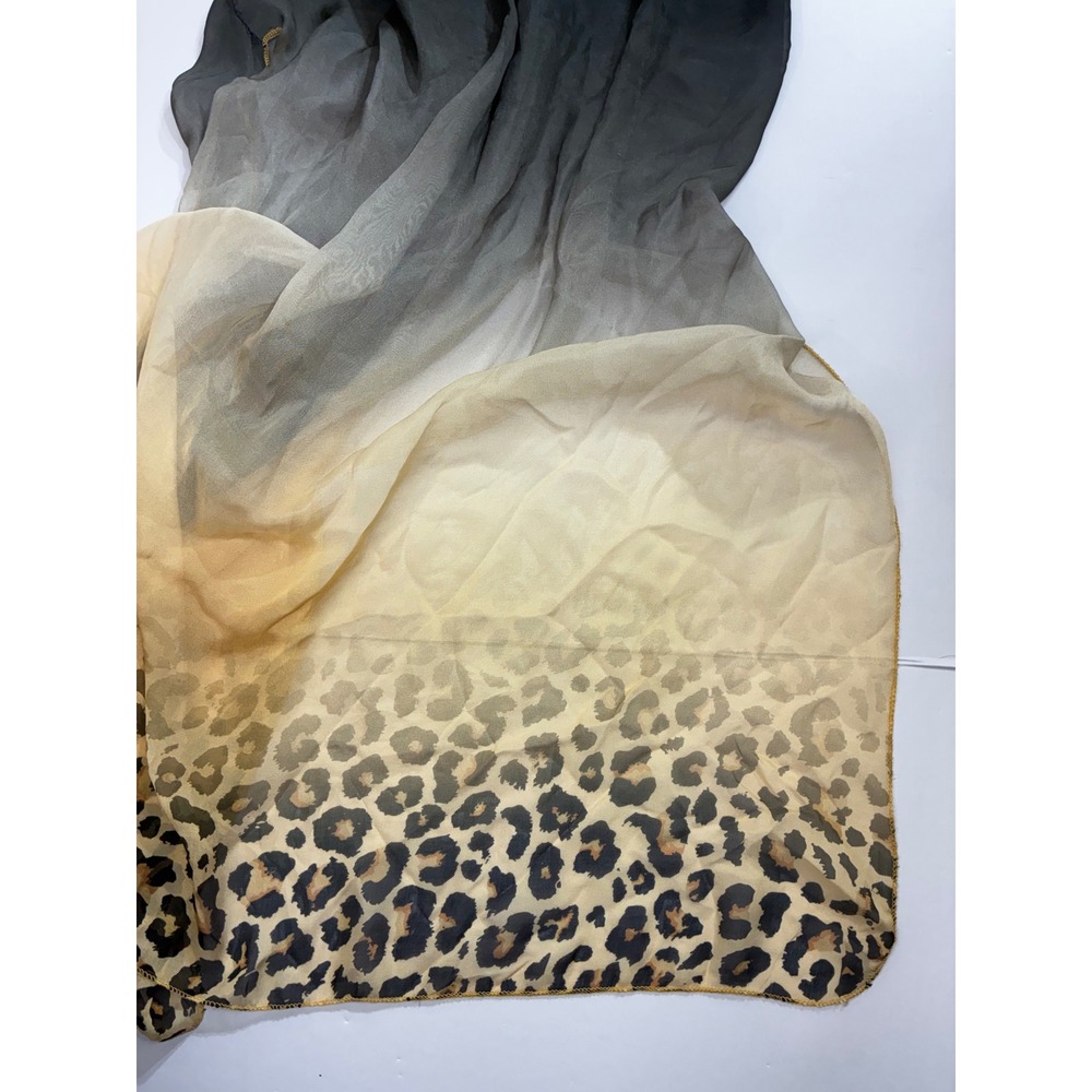 Scandal Italy Silk Blend Ombre Leopard Print Maxi Dress Black Yellow Tan - Picture 6 of 7